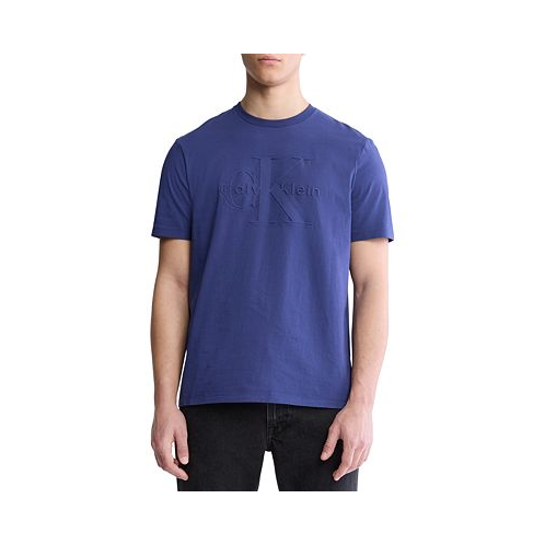 Calvin Klein Mens Regular-Fit Embossed Monogram Logo Graphic T-Shirt