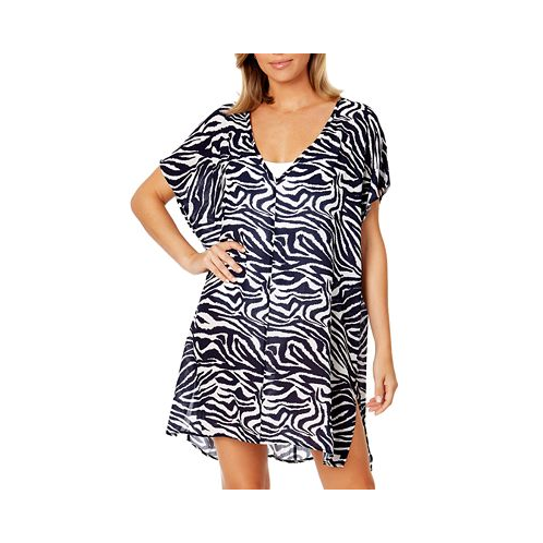 Anne Cole Womens V-Neck Short-Sleeve Cover-Up Tunic