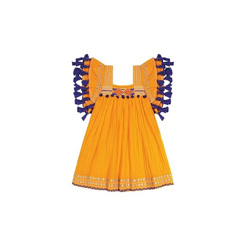 Mer St. Barth Little Girls Serena Tassel Dress Marigold Embroidery