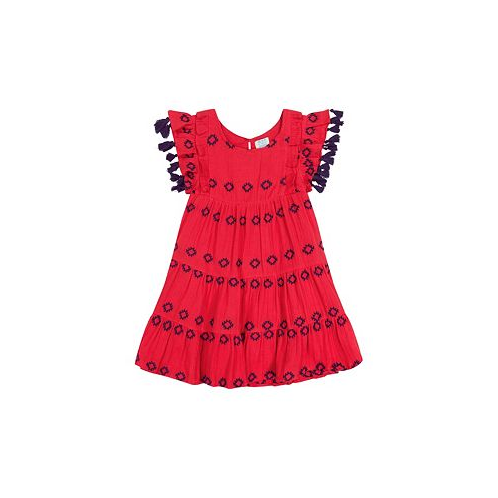 Mer St. Barth Little Girls Sophie Tassel Dress Red Embroidery