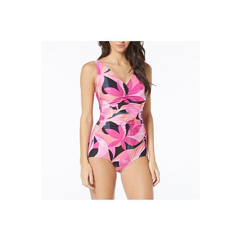 Gabar Womens Missy Abstract Island V-Neck One piece Swimsuit