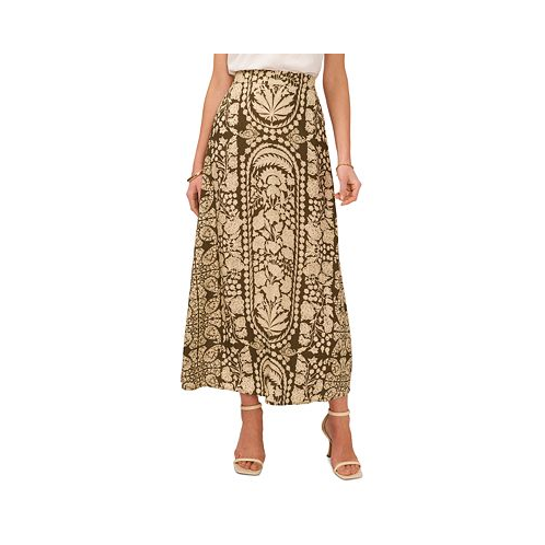 Vince Camuto Womens Printed Pull-On A-Line Maxi Skirt