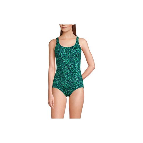 Lands End Womens D-Cup Chlorine Resistant Soft Cup Tugless Sporty One Piece Swimsuit