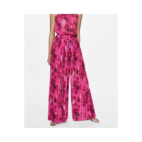 MANGO Womens Pleated Floral Pants