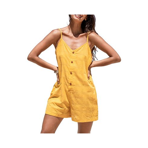 CUPSHE Womens Canary Button-Front Cami Romper