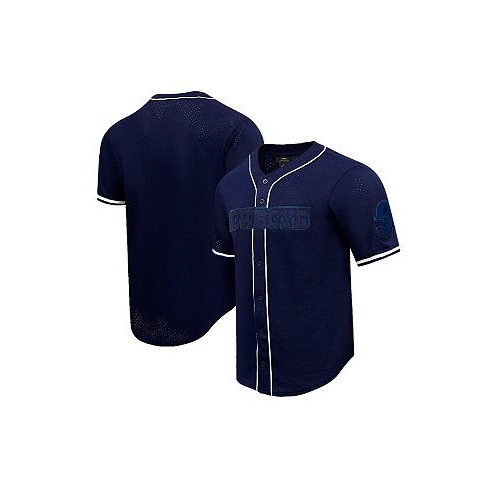 Pro Standard Mens Navy Dallas Cowboys Triple Tonal Mesh Button-Up Shirt