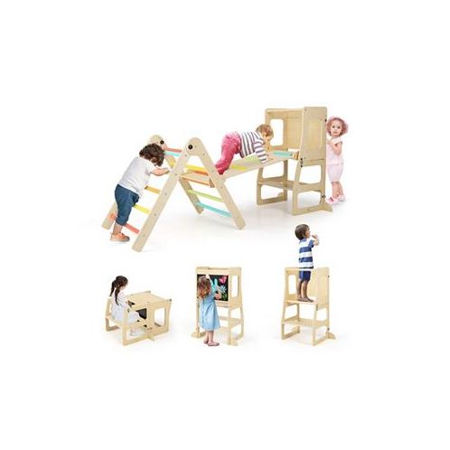 Slickblue 7-in-1 Toddler Climbing Toy Connected Table and Chair Set for Boys and Girls Aged 3-14 Years Old