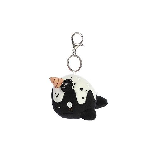 Aurora Mini Cookies & Cream Nomwhal Keychain Tasty Peach Enchanting Plush Toy Black 4.5