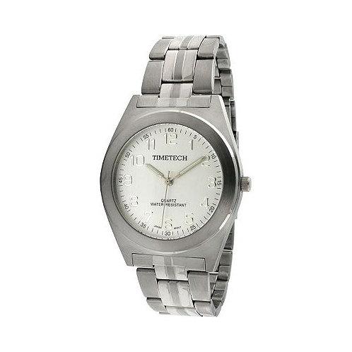 TIMETECH Mens Silver Dial Stainless Steel Bracelet Watch