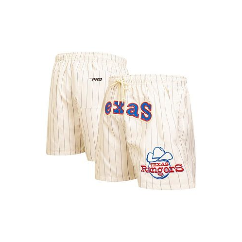 Pro Standard Mens Cream Texas Rangers Pinstripe Retro Classic Woven Shorts