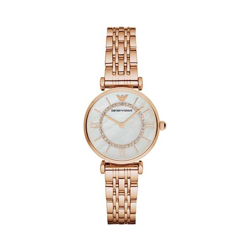 Emporio Armani Womens Rose Gold-Tone Stainless Steel Bracelet Watch 32mm AR1909