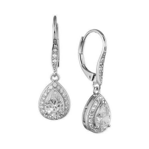 Anne Klein Teardrop Crystal and Pave Drop Earrings