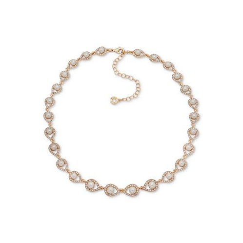 Anne Klein Gold-Tone Pave & Imitation Pearl Collar Necklace 16 + 3 extender