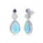 Caribbean Treasures Sterling Silver Pearshaped Larimar with FWP & Tanzanite CZ Earrings