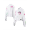 Freeze Max Womens White Peanuts Snoopy Sweet Heart Long Sleeve Cropped Polo