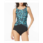 Gabar Womens Missy Abstract Bloom High Neck one piece Swimsuit