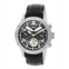 Heritor Automatic Black Dial Silver Case Genuine Black Leather Watch 44mm