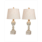 FANGIO LIGHTING Distressed Sculpted Column Resin Table Lamps Set of 2