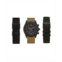 American Exchange Mens Analog Black Strap Watch 44mm with Black Light Cognac and Olive Camo Interchangeable Straps Set