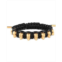 Philipp Plein Gold-Tone IP Stainless Steel 3D $kull Black Cord Slider Bracelet