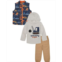 Kids Headquarters Baby Boys Hooded T-shirt Quilted Vest and Twill Joggers 3 Piece Set