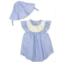 Baby Essentials Baby Girls Striped Bubble Romper and Hat 2 Piece Set