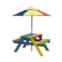 Outsunny Kids Picnic Table Set with Parasol Seating for 3-6 Years Old