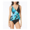 Gabar Womens Missy Island Abstract Surplice one piece swimsuit