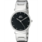 Gino Franco Mens Black Minimalist Round Stainless Steel Bracelet Watch