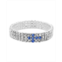 Symbols of Faith Silver-Tone Blue Rhinestone Cross Stretch Bracelet
