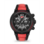 Ducati Corse Mens Partenza Collection Chronograph Timepiece Black Silicon with Red Leather Strap Watch 49mm