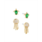 AVA NADRI Gold Cubic Zirconia Turtle and Jellyfish Stud Earrings Set of Two Pair