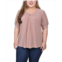 NY Collection Plus Size Short Balloon Sleeve Top with Hardware