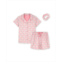 Max & Olivia Little Girls Shorts and Coat Pajama with Scrunchie 3 Piece Set