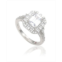 Suzy Levian New York Suzy Levian Sterling Silver Emerald Cut White Cubic Zirconia Engagement Ring