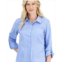 Nautica Jeans Womens Newport Striped Ribbed Cotton Long Sleeve Shirt
