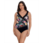 Longitude Womens Piped Side Shirred Surplice One-Piece Swimsuit