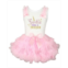 Popatu Baby Girls Sparkle Unicorn Glitter Ruffle Dress with Tutu Skirt