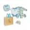Rock-A-Bye Baby Boutique Baby Boys and Girls Aqua Safari Layette Gift in Mesh Bag 5 Piece Set