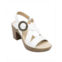Women´s White Leather Heel Ankle Strap Sandals By Flexi