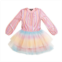 IMOGA Collection Little Girls MILEY FW23 RAINBOW METALLIC KNIT PLEATED MESH DRESS
