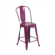 MERRICK LANE Stella 24 Metal Indoor-Outdoor Counter Stool With Vertical Slat Back And Integrated Footrest