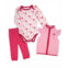 Baby Mode Baby Girls Hearts Bodysuit Pants and Vest 3 Piece Set