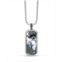 LuvMyJewelry Tree Agate Gemstone Sterling Silver Men Tag in Black Rhodium Plated with Chain