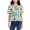 Nautica Jeans Womens Floral-Print Cotton Peplum Top