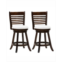 CorLiving Counter Height Wood Barstools with Leatherette Seat and 6-Slat Backrest Set of 2