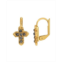 Symbols of Faith 14K Gold-Dipped Hematite Color Petite Cross Earrings