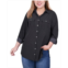 NY Collection Plus Size 3/4 Sleeve Roll Tab Notch Collar Blouse