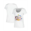 Mad Engine Womens White Distressed Mickey and Friends Group Scoop Neck T-shirt