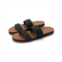 Feelgoodz Womens Zensole Vistas Faux Leather Double Strap Slide Sandals